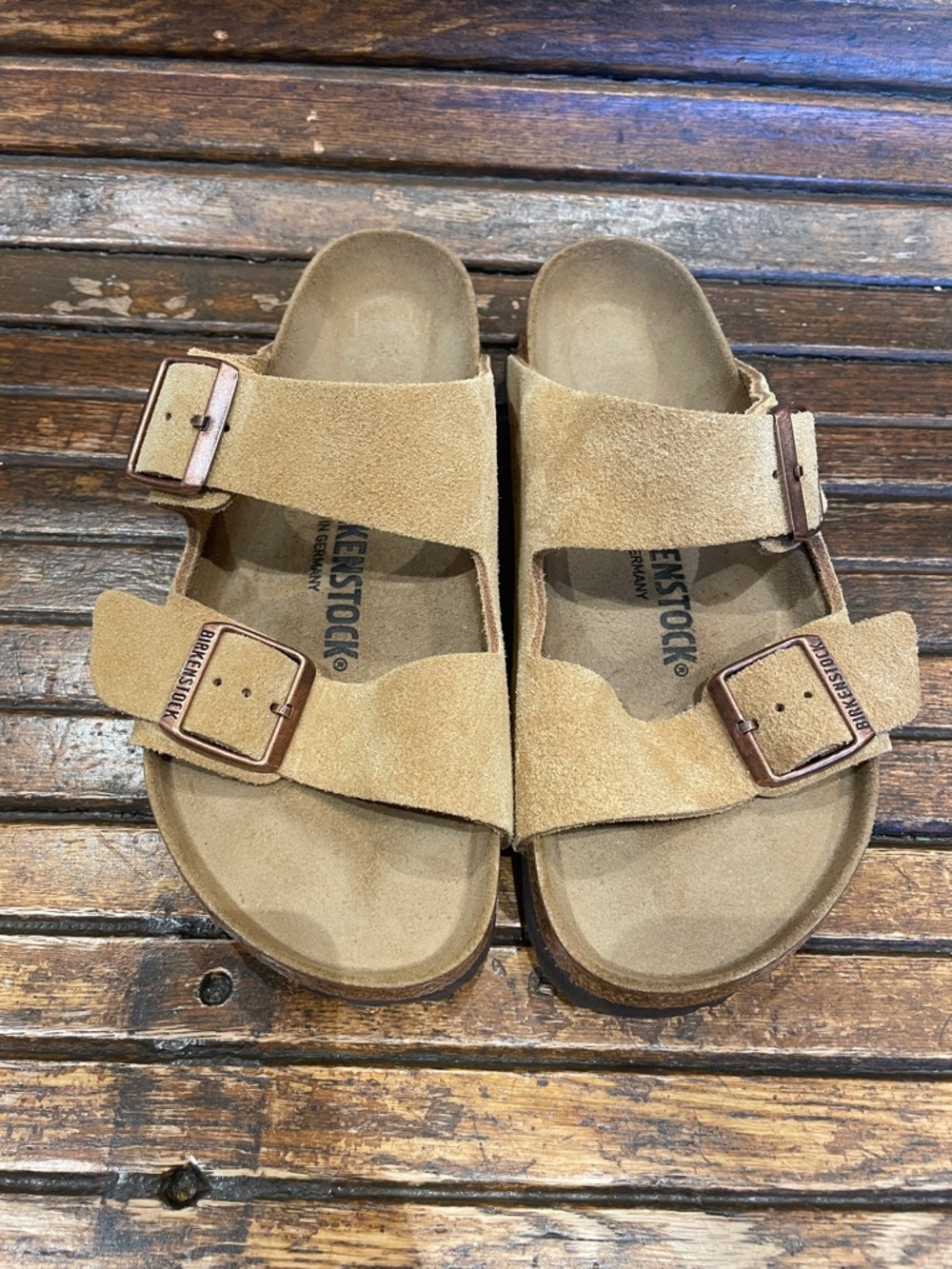 Birkenstock Arizona Suede Sandal in Tan